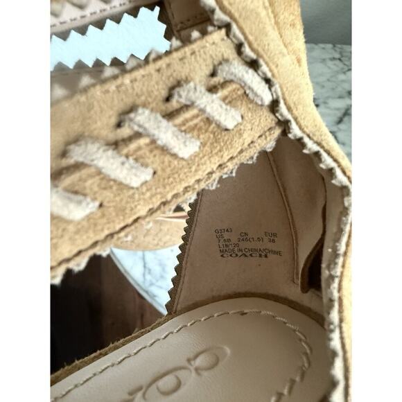 Coach Via Demi Wedge Sandals Size 7.5 Gladiator Tassel Ties Suede - Picture 7 of 8